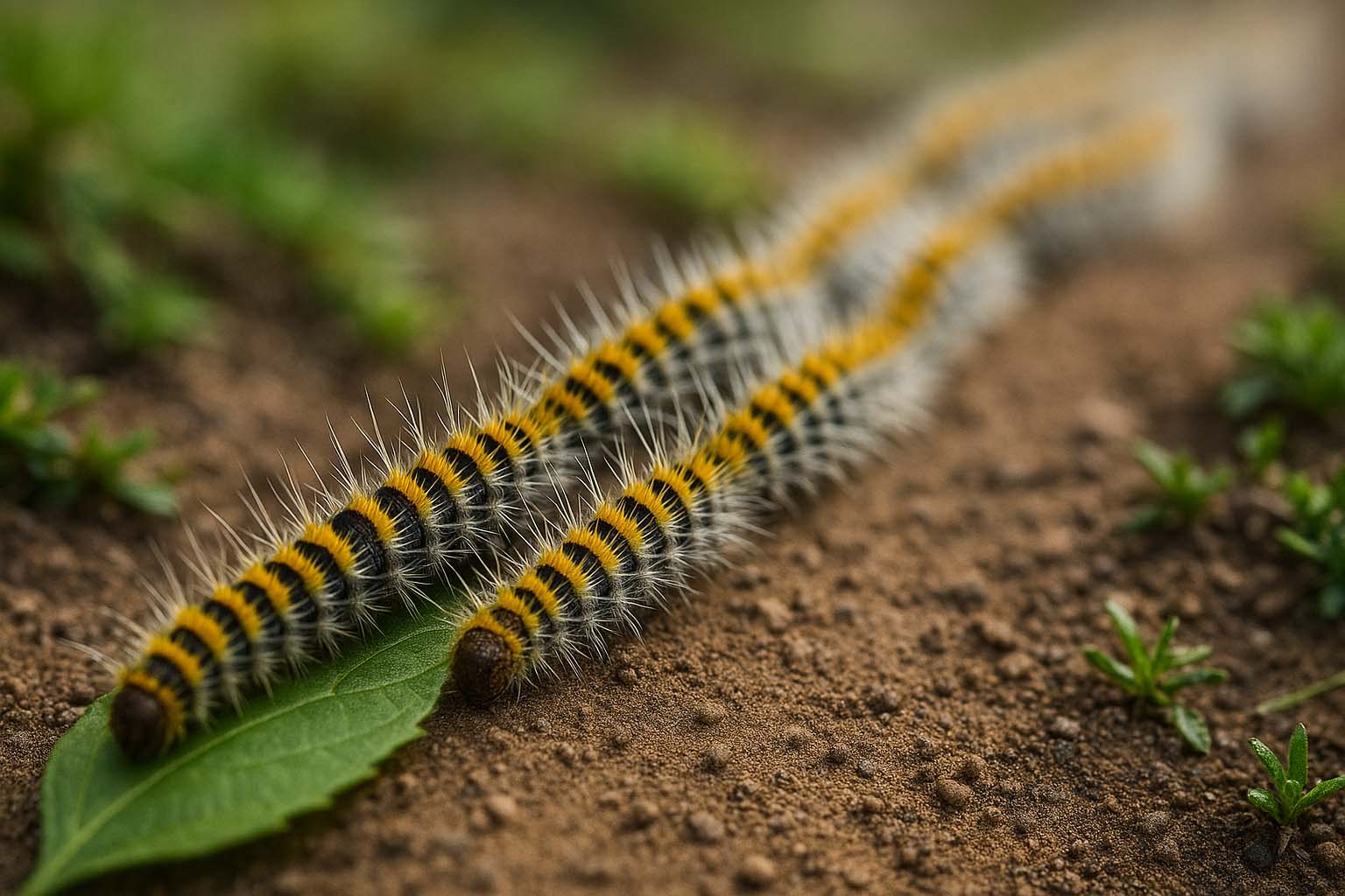 Chenille jaune et noire