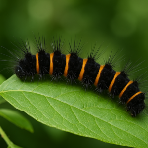 chenille noire et orange